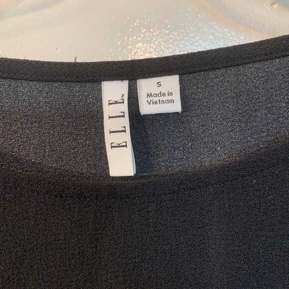 Black & Blue Floral 3/4 Bell Sleeve Dress by Elle Sz S - Picture 2 of 7